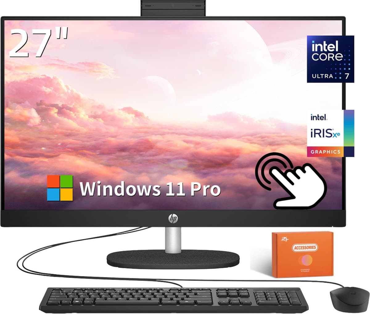 HP 27" All-in-One Touch, Intel Ultra 7 155U, 64GB DDR5, 4TB SSD, Windows 11 Pro HP 27 All-In-One Desktop