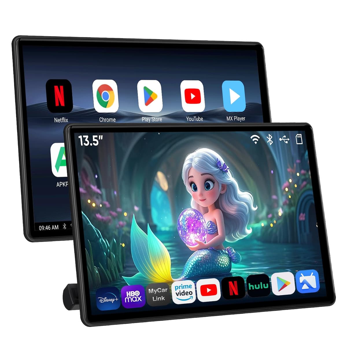 AINAVI Pantalla para reposacabezas de automóvil 13.5" Android 13, pantalla táctil para asiento trasero con duplicación de teléfono, HDMI, WiFi, ranura SD, USB, reproductor multimedia (2 GB RAM + 32 GB ROM) (2 unidades) Headrest1350-3568