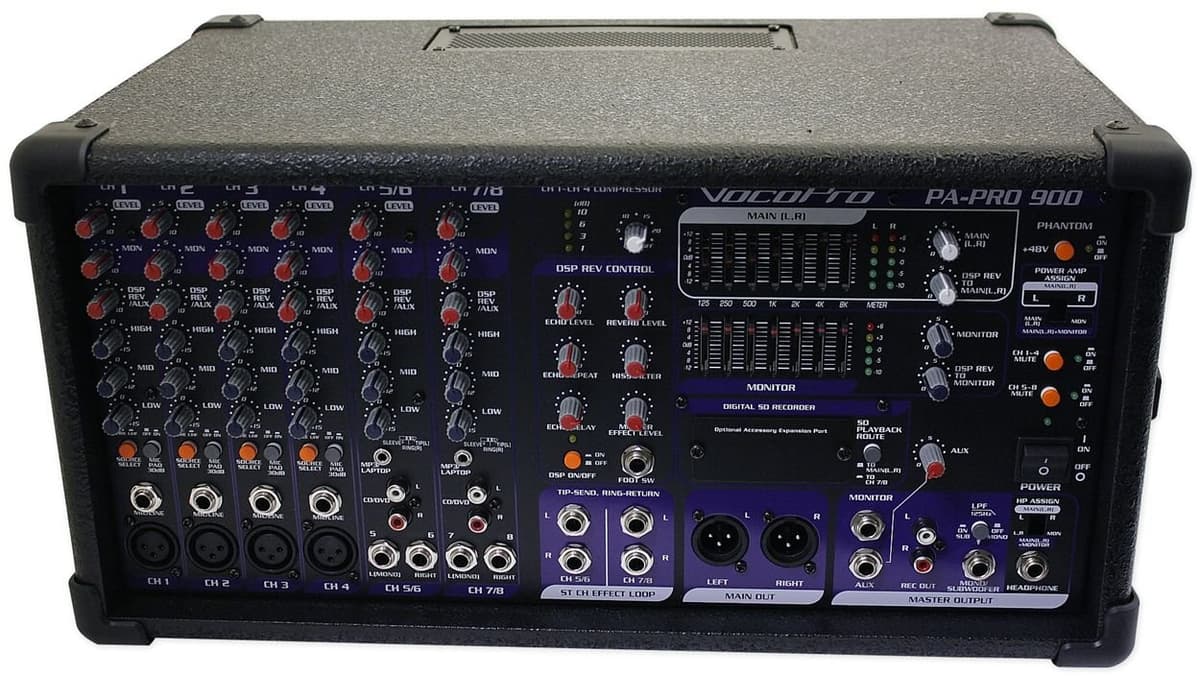 VocoPro PA-PRO900 - Sistema de karaoke profesional 900W con mezclador y módulo UHF