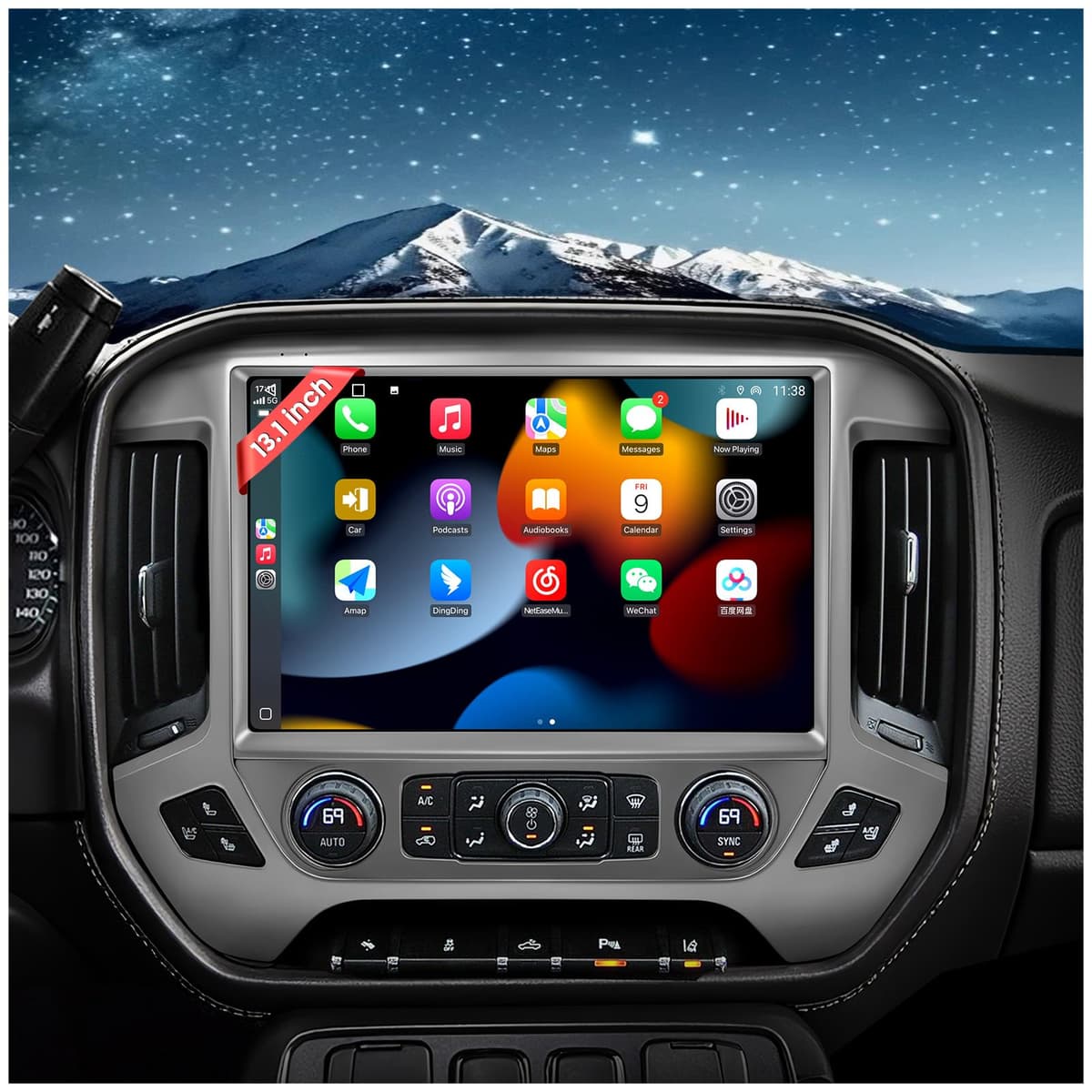 Kyleno 13.1" QLED Car Radio para Chevy Silverado & GMC Sierra 2014-2018 - 6+128GB, CarPlay/Android Auto 13.1"QLED 4+64GB