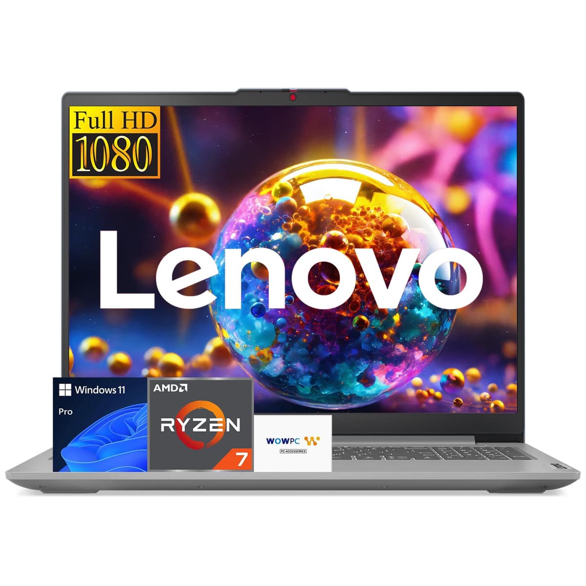 Laptop Lenovo IdeaPad Slim 3 Empresarial, procesador Ryzen 7 7730U (mejor que i7-1355U), pantalla LED FHD de 15.6", 16GB RAM, SSD PCIe de 2TB, lector de tarjetas SD, WiFi 6, Windows 11, USB de recuperación WOWPC