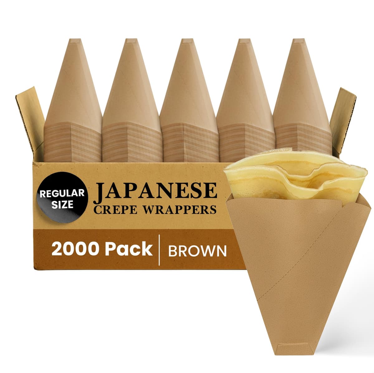 Friteshop Eco Brown Japanese Crepe Wrappers - 2000 Pack JW125-0002_100