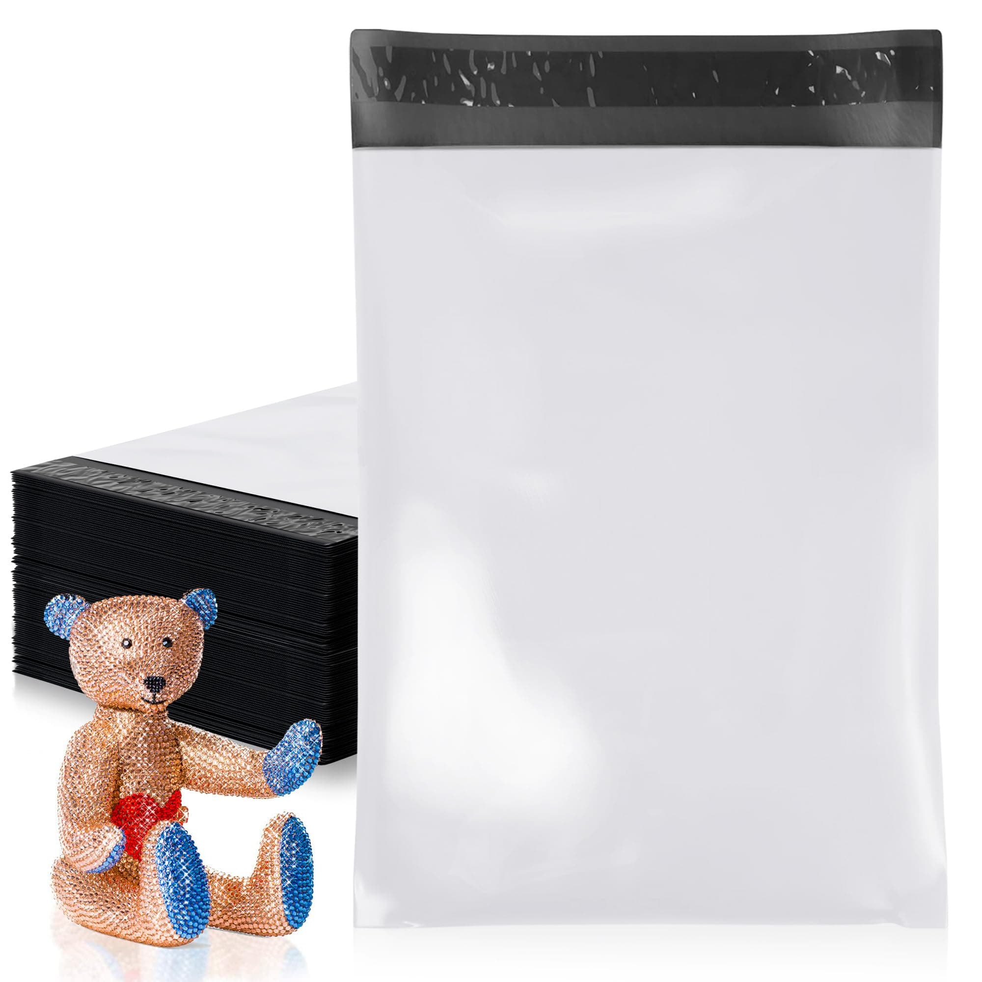 Amiff Poly Mailers 14.5 x 19 in Pack de 2000, Blanco, Autoadhesivos Zebra-WhitePM-14.5x19