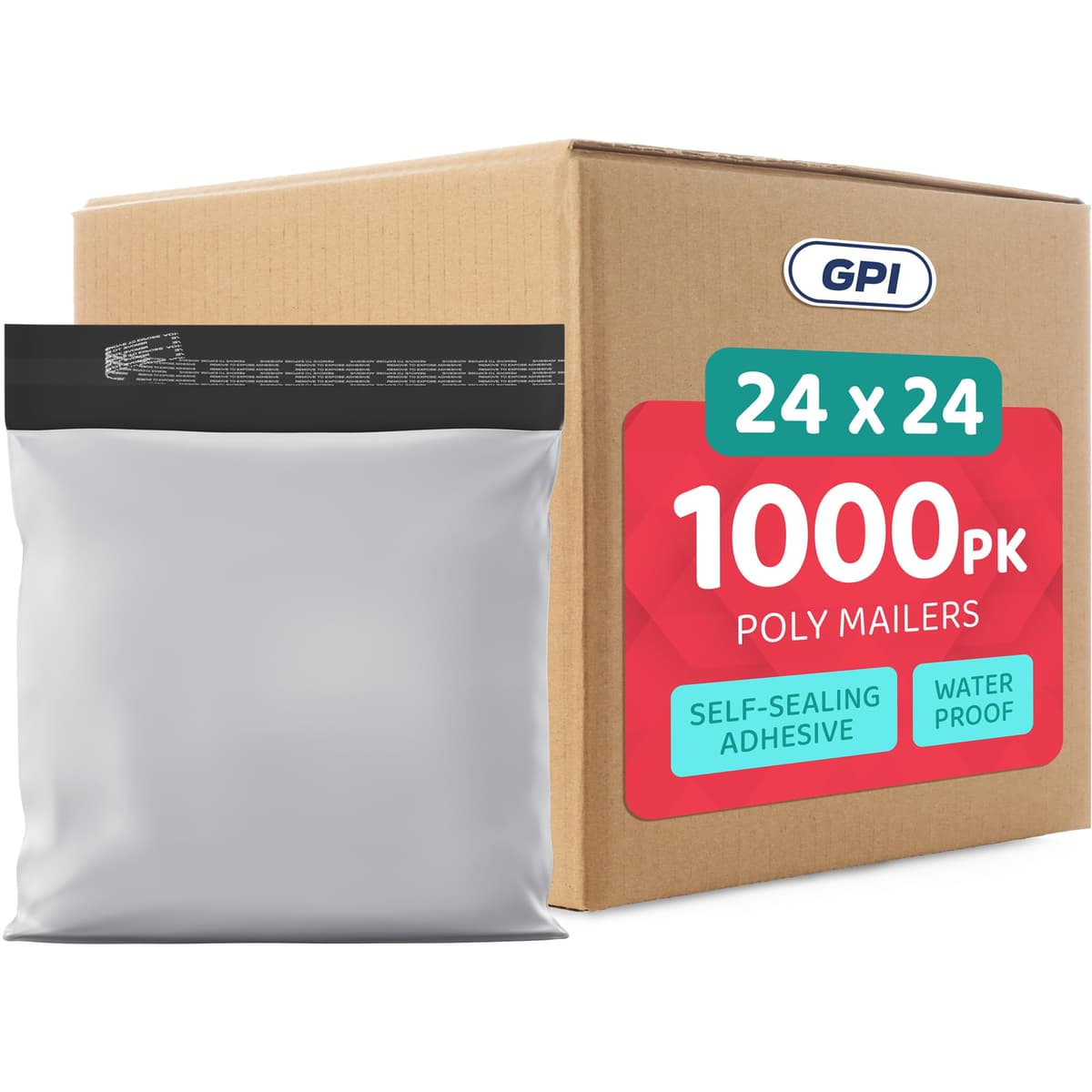 GPI Sobres Polietileno 24" x 24" Extra Grandes - 1000 Unidades, Blanco Opaco (PM2424)