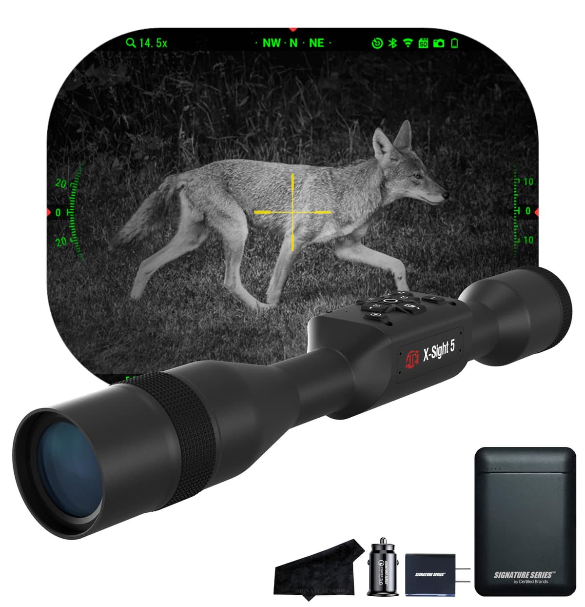 Certified Brands ATN X-Sight 5 Ultra HD 4K+ Smart Day & Night Vision Scope - Signature Series Power Bundle XN-P01