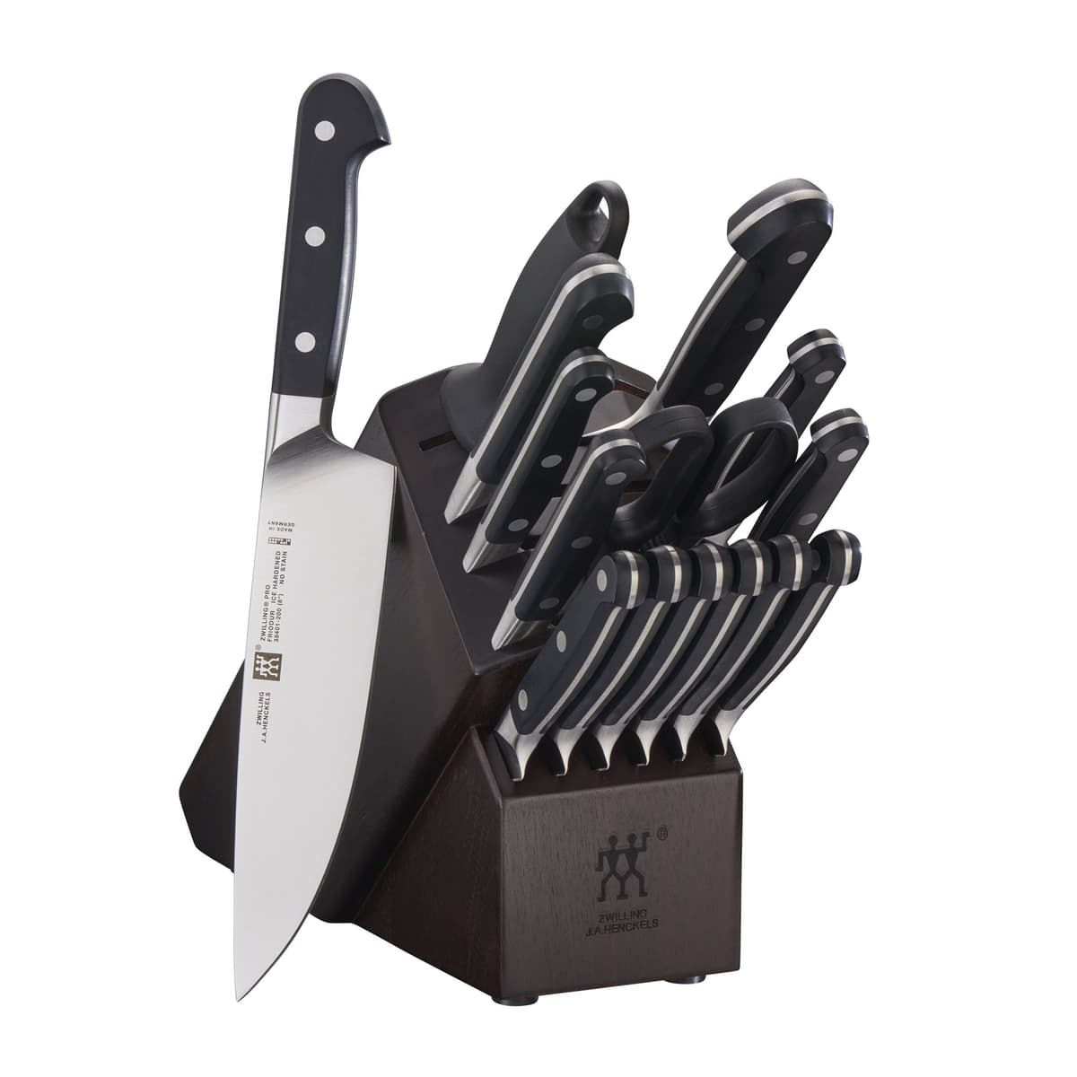ZWILLING Pro Set de 16 Cuchillos con Bloque de Madera - Nogal 38433-216