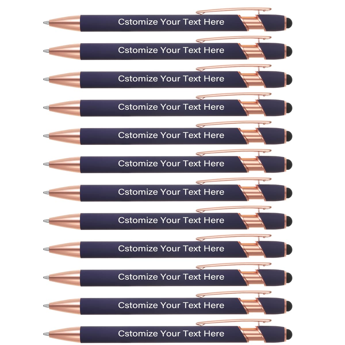 Kingluu 300 Pcs Plumas personalizadas con stylus, tinta negra - Azul oscuro YZBDZ004