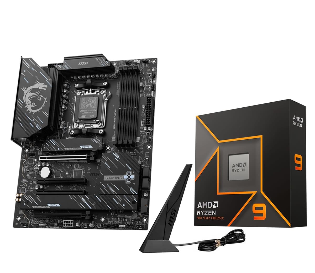 Micro Center Procesador AMD Ryzen 9 9900X con Placa Madre MSI X870 Gaming Plus WiFi (ATX, AM5, DDR5, PCIe 5.0 x16, M.2 Gen5, Wi-Fi 7, LAN 5G) 9900XX870GAMPLWF