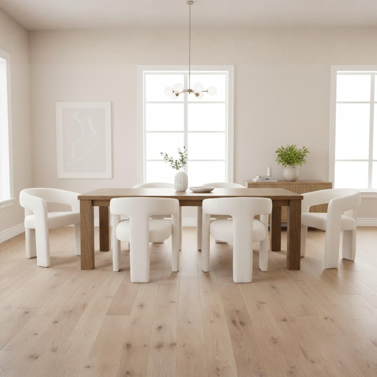 Hyfirm Modern Barrel Dining Chairs Set of 6 - Sillas barrel chenille con brazos, juego de 6, beige 5101