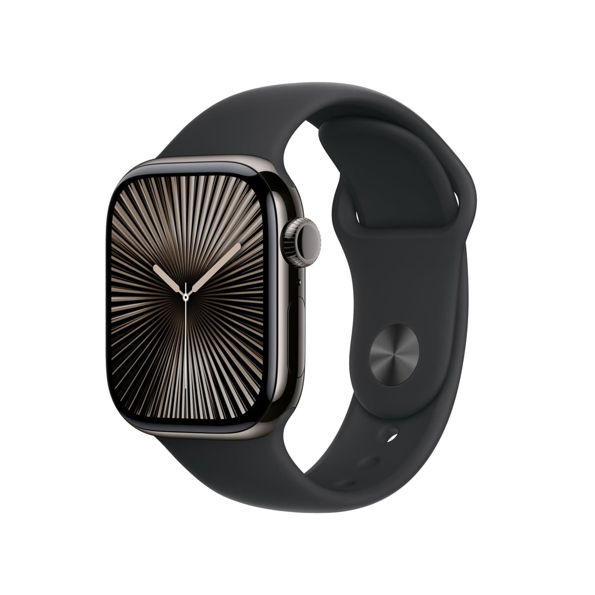 Apple Watch Series 10 [GPS + Cellular, 42 mm] - Caja de Titanio Pizarra con Correa Deportiva Negra, M/L (Reacondicionado) MWXH3LW/A