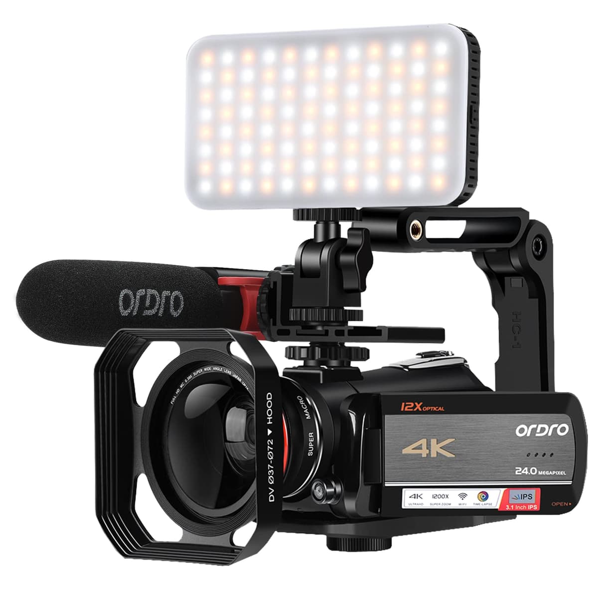 Cámara de Video 4K UHD con Zoom Óptico y Transmisión en Vivo ORDRO AC5 Plus para Vlogging en YouTube, Pantalla Táctil Giratoria, Antivibración, Enfoque Automático, Time-Lapse AC5 PLUS 4K