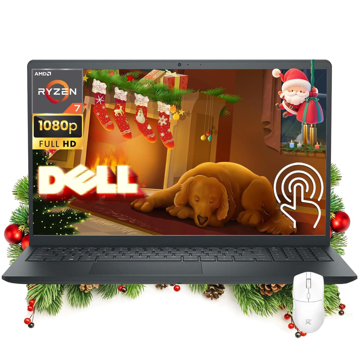 Laptop Dell Inspiron 15 3535, pantalla táctil antirreflejo FHD de 15.6", AMD Ryzen 7 7730U (15 W, hasta 4.5 GHz), 16 GB RAM, 1 TB SSD, gráficos AMD Radeon, PC delgada y ligera, Windows 11 Pro, accesorios REDRAGON
