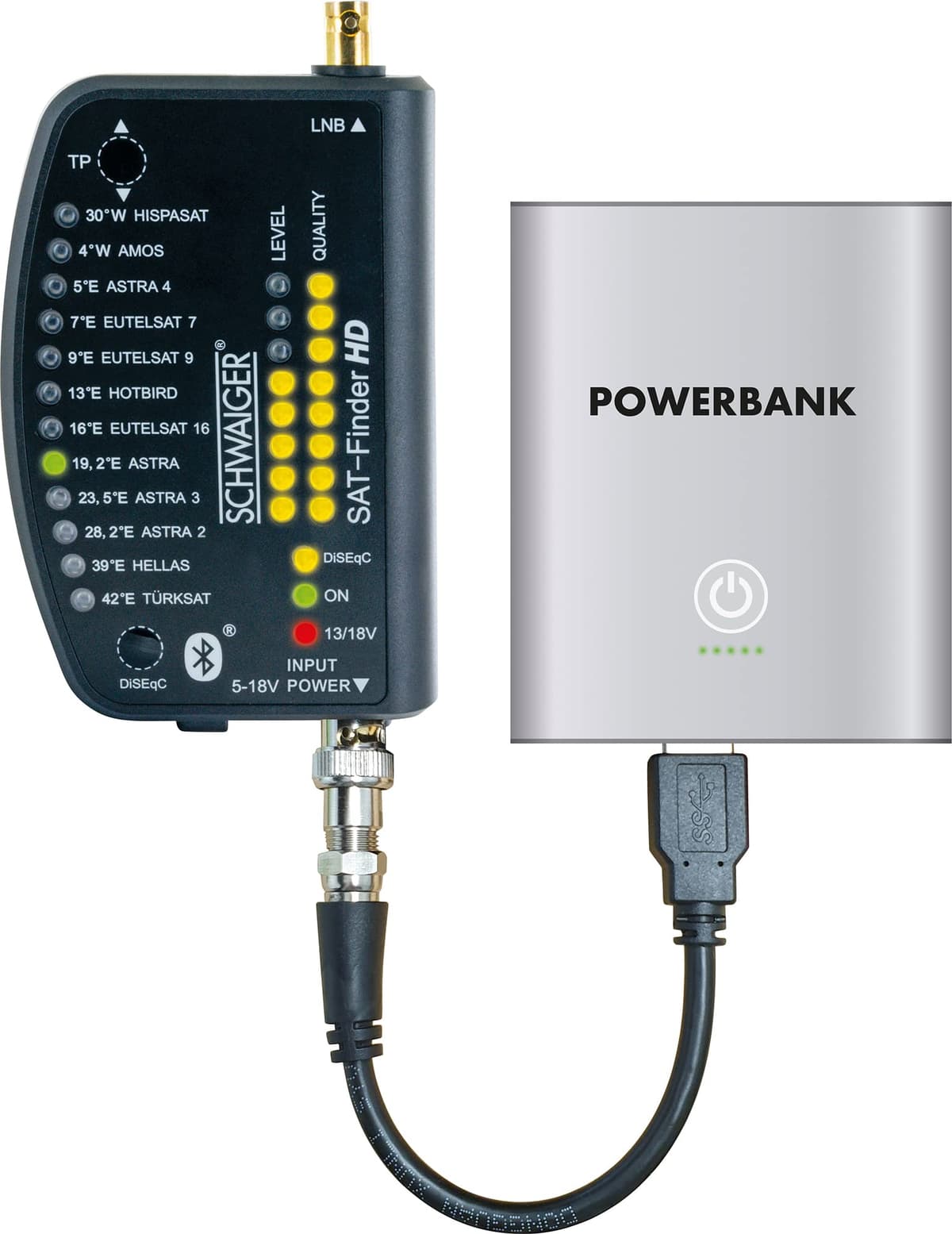 Buscador de satélites SCHWAIGER SF9003BTAKKU 950-2150 MHz 1 pza.