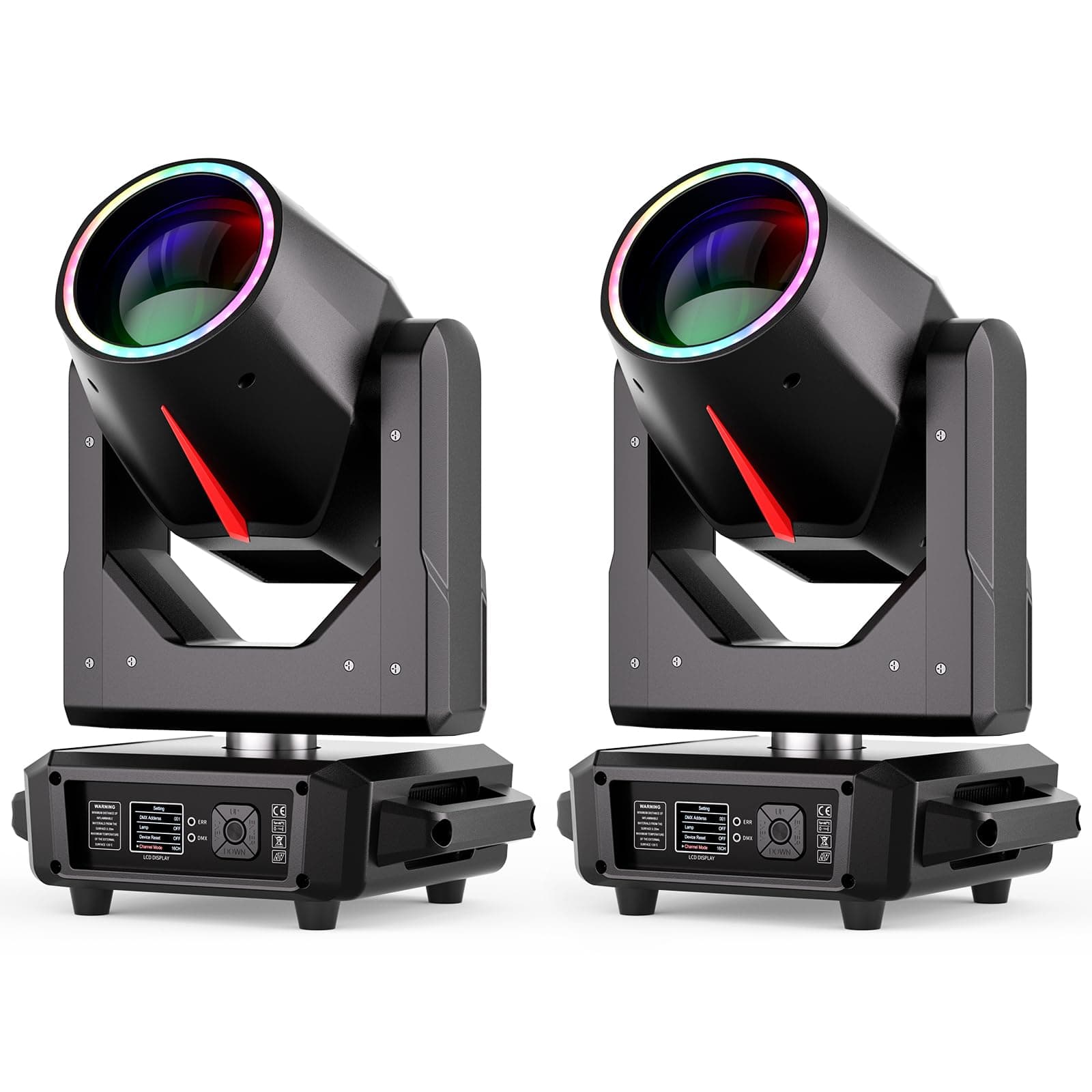 GdjRttk 2PCS 295W Moving Head Light Beam/Spot con prismas, 14 colores y 14 gobos, DMX 02823X2