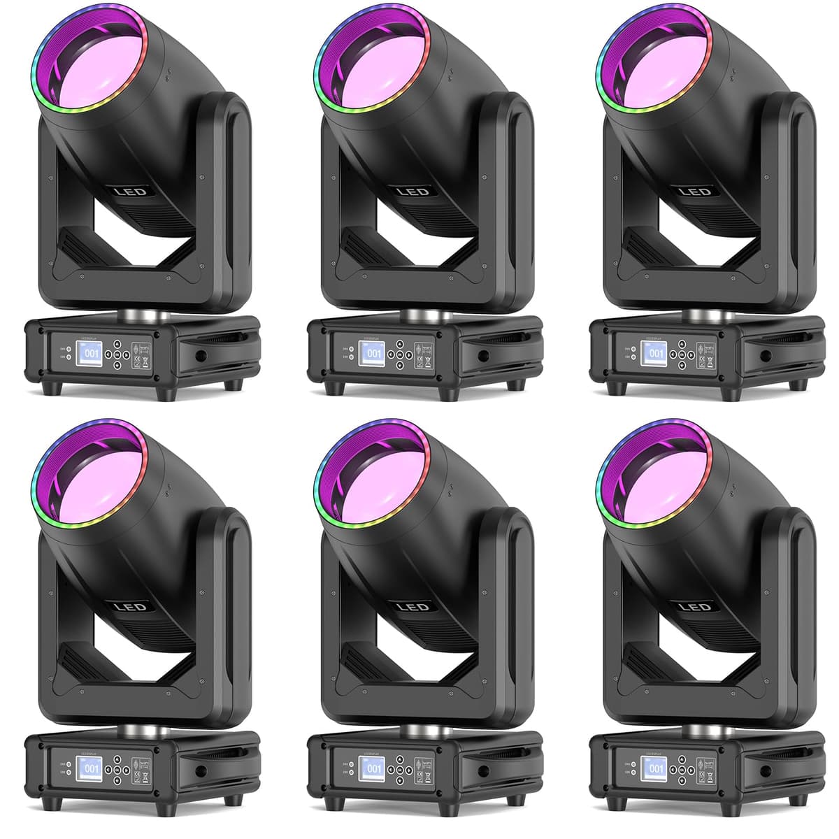 Datewink Moving Head 250W - Pack de 6 - Efectos Beam/Prisma/Lavado/Estroboscopio con 18 GOBOs - 48 Facetas ZQ02372US