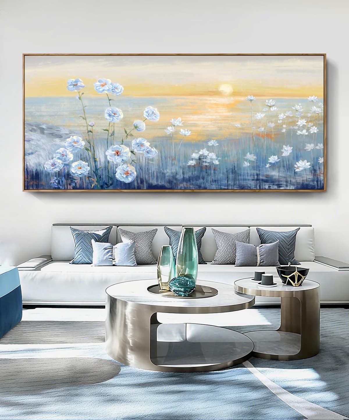 Nicetop Oversized Ocean Sunset Framed Wall Art Atardecer Costero 86x39inch