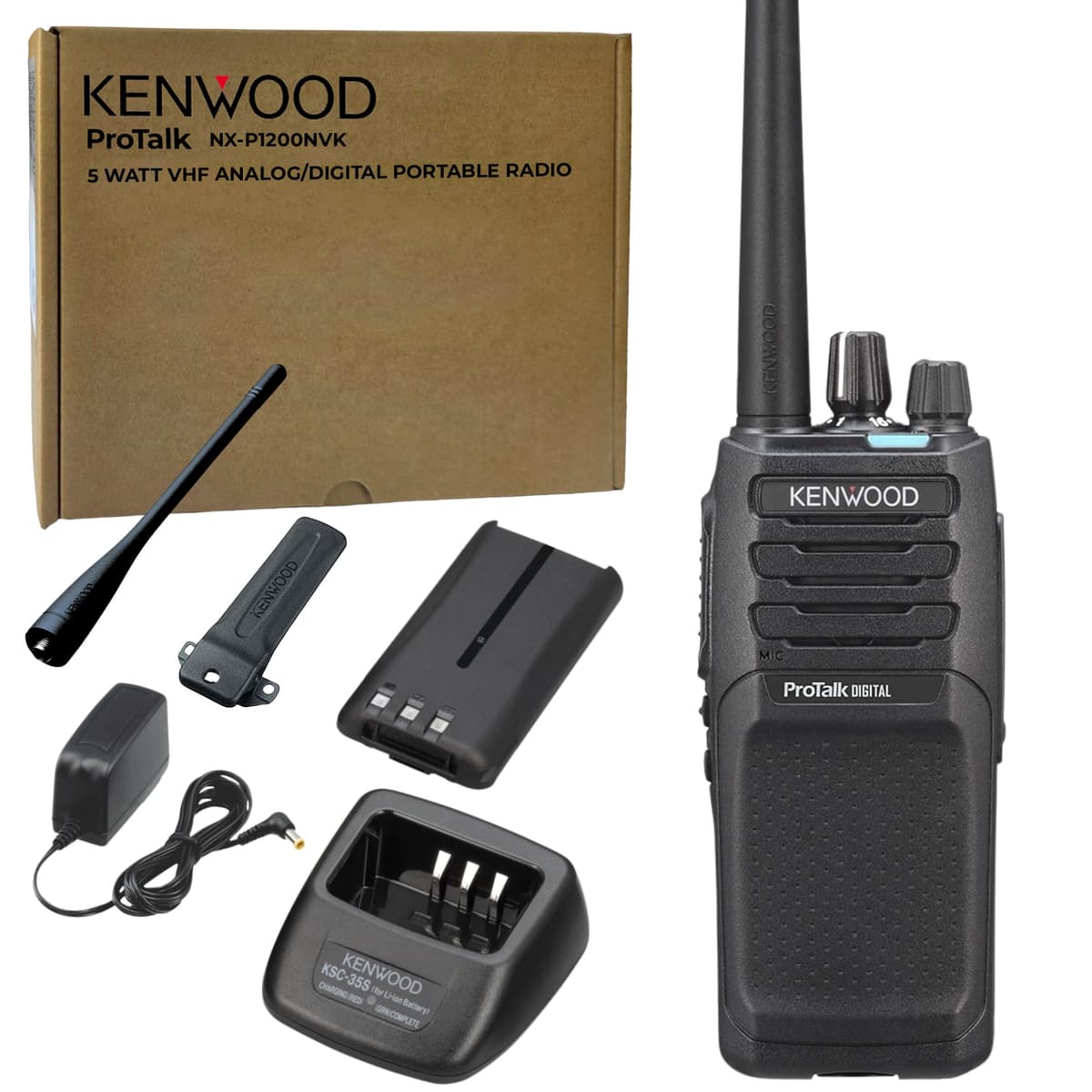 Kenwood ProTalk NX-P1200NVK Radio VHF 5W Digital/Analógico 64 Canales IP54/55