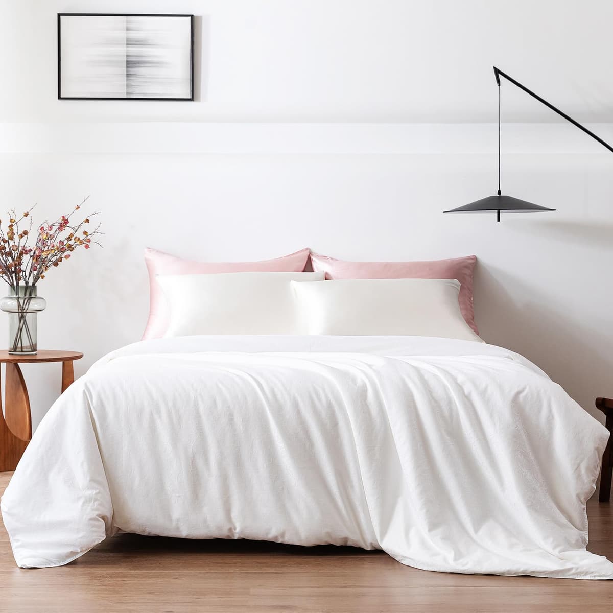 THXSILK Duvet relleno 100% seda de morera grado 7A, King 102in x 91in, funda algodón 100S (blanco)