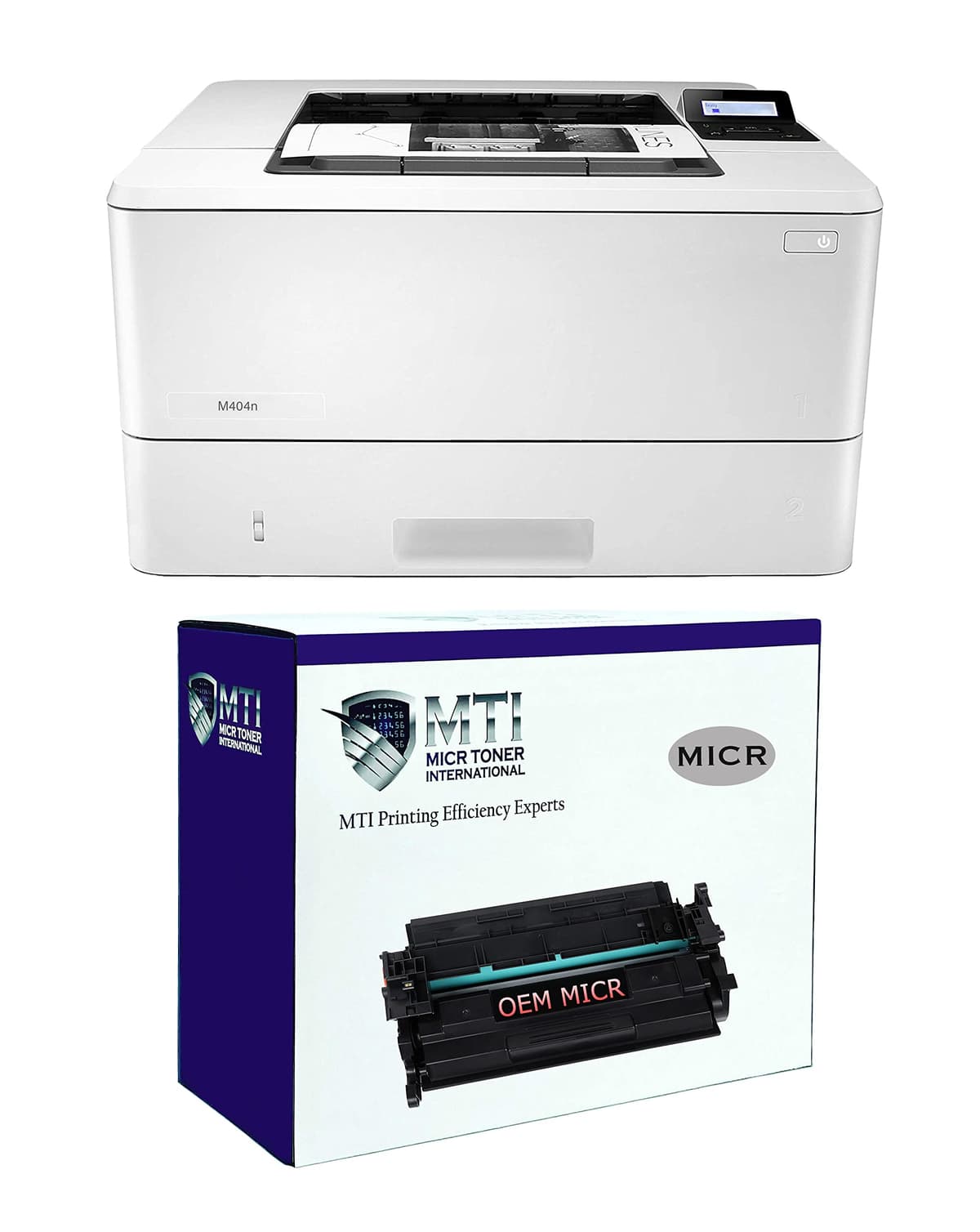 Renewable Toner MTI M404n Laser Pro Monochrome Check Printer Bundle