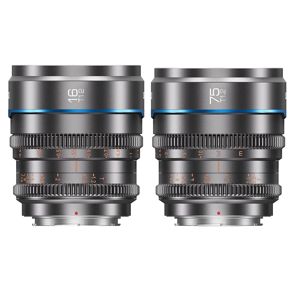 SIRUI Night Walker T1.2 S35 Juego de lentes cine 16mm & 75mm para montura E - Gran apertura, gris metálico MS-2SEG