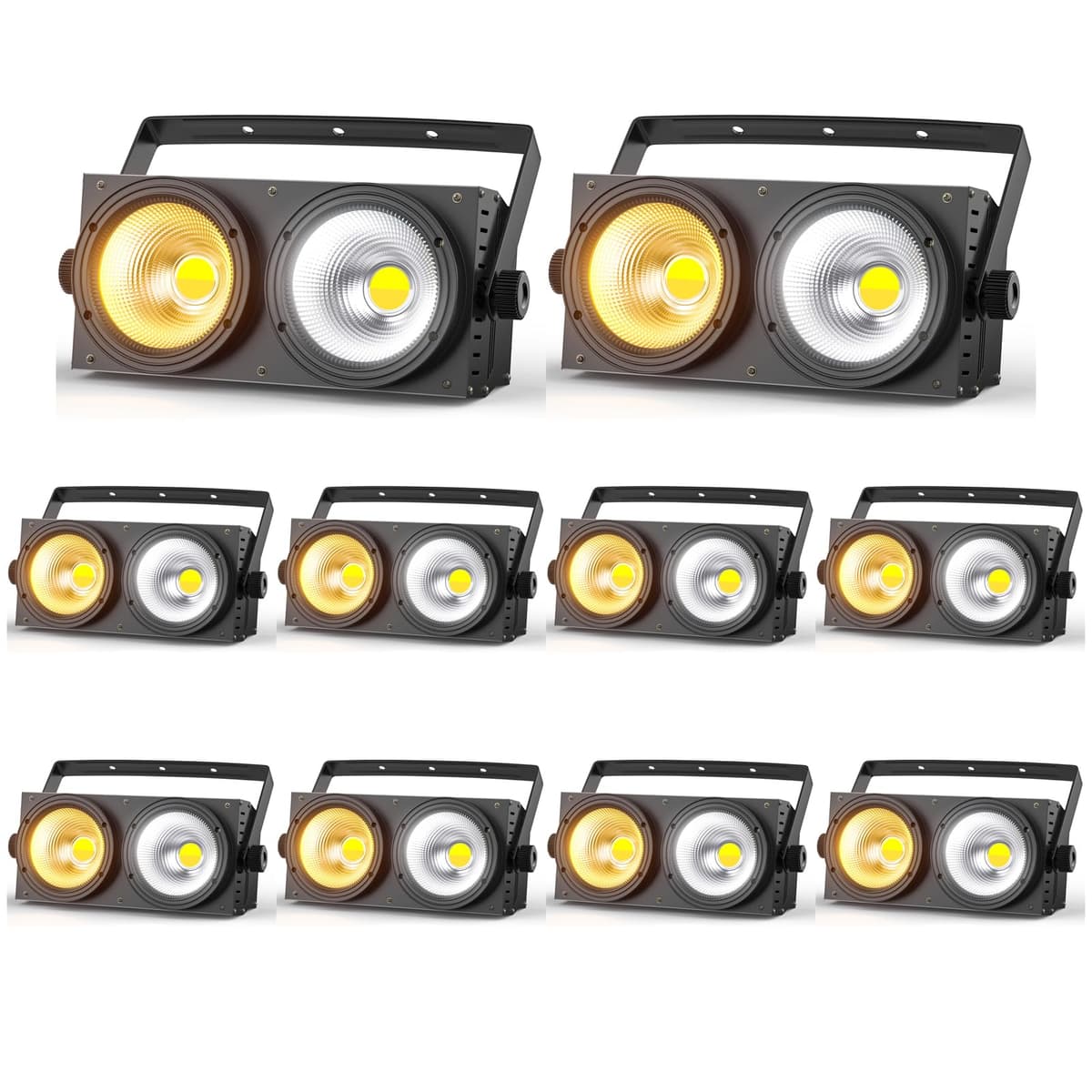 SEBRUANC Pack 10x Par LED COB 200W Bicolor Warm/Cool White, DMX/Auto/Sonido, Par Lights para Escenario ZQ01496X10