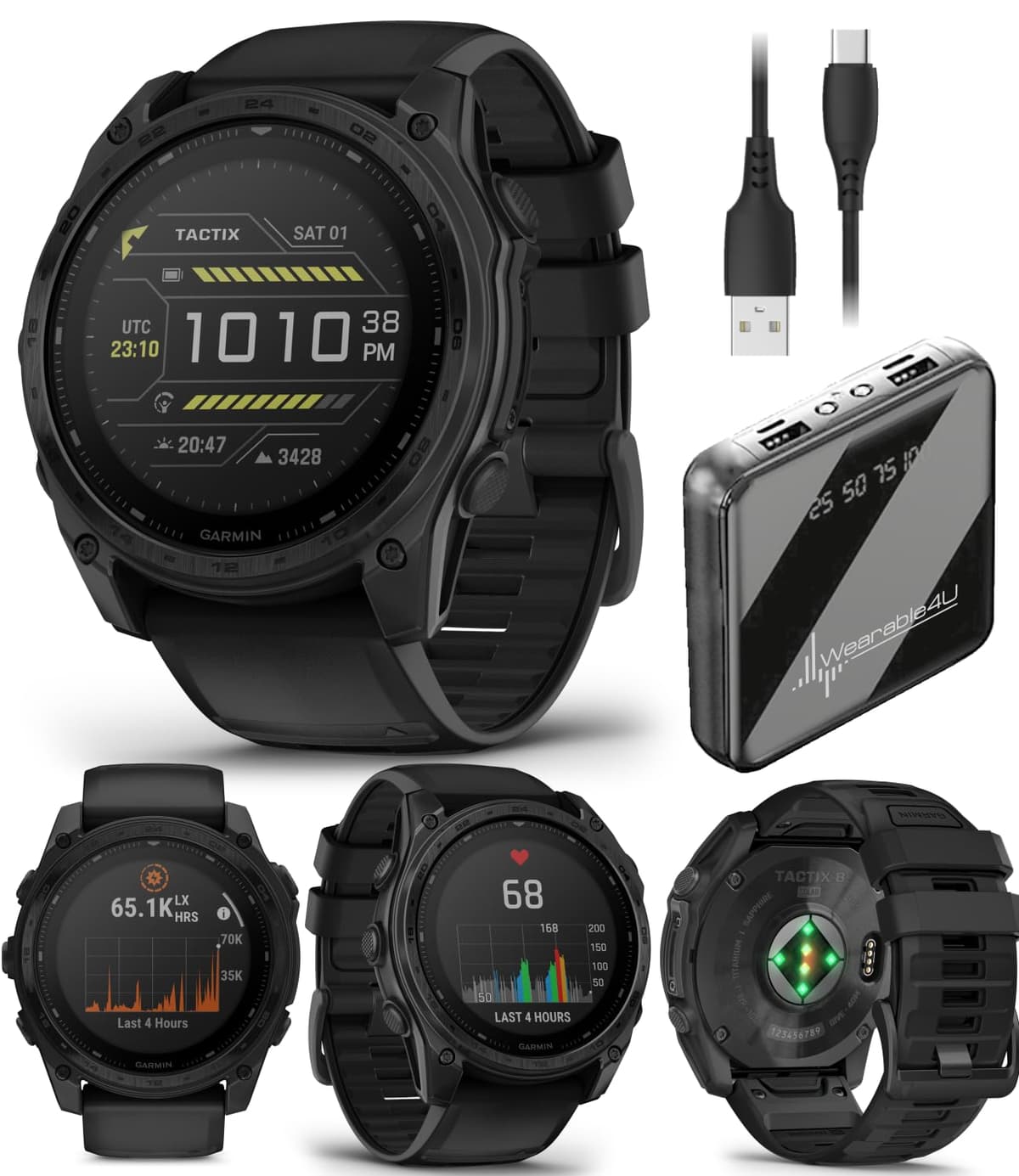 Wearable4U Garmin Tactix 8 51mm Solar Elite - Smartwatch táctico con PowerBank
