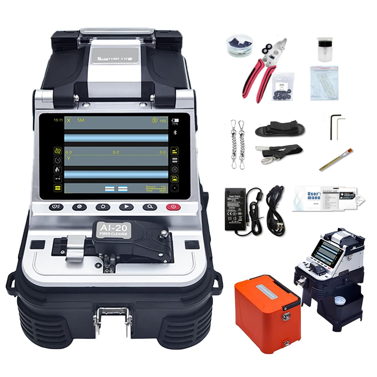D YEDEMC Ai-20A Fusion Splicer con Cortador de Fibra y Medidor Integrado YD-AI