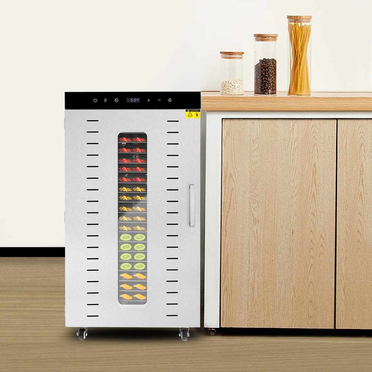 GXFCHYL Deshidratador Comercial de Alimentos 20 Bandejas 1700W con Ruedas y Control Digital de Temperatura y Tiempo JJFTXH-001300US