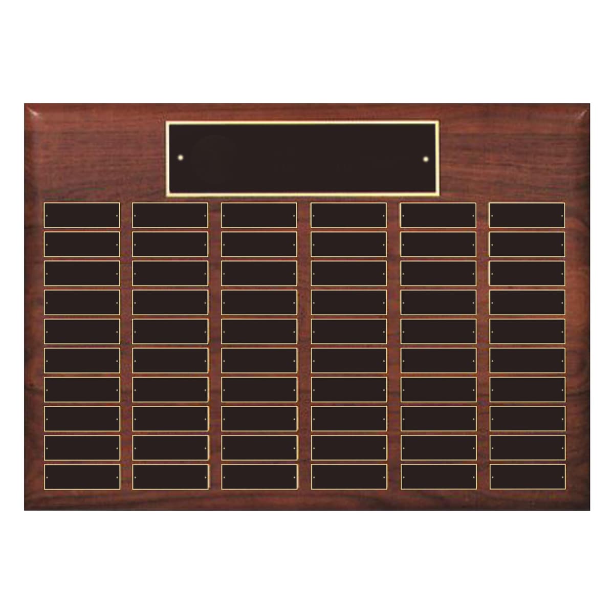 SHOP AWARDS AND GIFTS Placa perpetua para reconocimientos 15 x 21 pulg. con 60 placas de nombre, acabado nogal PN8144