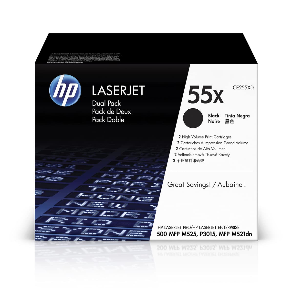 HP 55X CE255XD Tóner Negro Alta Capacidad (Paquete de 2)