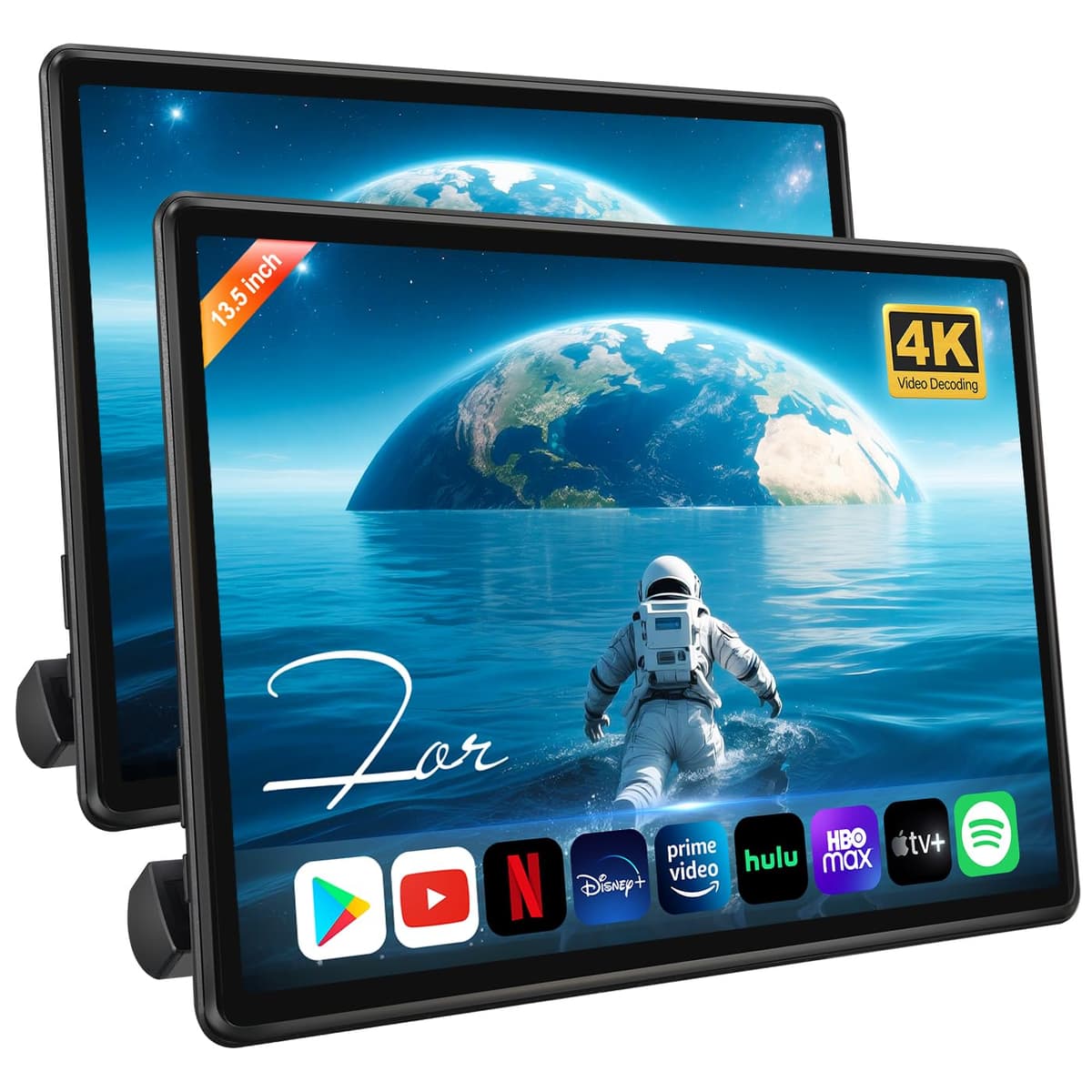 AINAVITO Monitor de Reposacabezas para Auto 13.5" Android 13 - Reproductor de Video 4K para Asientos Traseros, 4G+64G, Duplicado Inalámbrico de Teléfono AirPlay, HDMI Entrante/Saliente Sincronizado, Bluetooth FM WiFi, Sistema de Entretenimiento Trasero (Paquete de 2) 13.5Inch