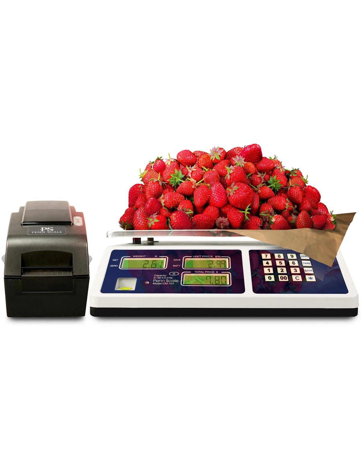Penn Scale CM-101 Bascula digital computarizada con impresora térmica 30 lb NTEP certificada PSPRINTK