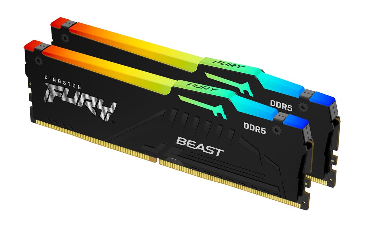 Kingston Fury Beast RGB 32GB (2x16GB) 6400MT/s DDR5 CL32 Memoria de Escritorio | AMD EXPO | Kit de 2 | KF564C32BBEAK2-32