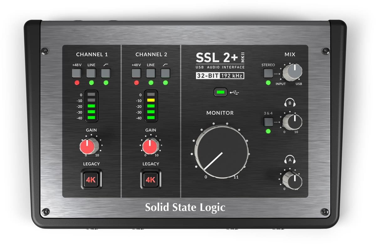 Interfaz de Audio USB Solid State Logic SSL 2 Plus MKII con Doble Salida para Auriculares, Cuatro Salidas Balanceadas y Preamplificadores de Micrófono Líderes en su Clase 729707X2