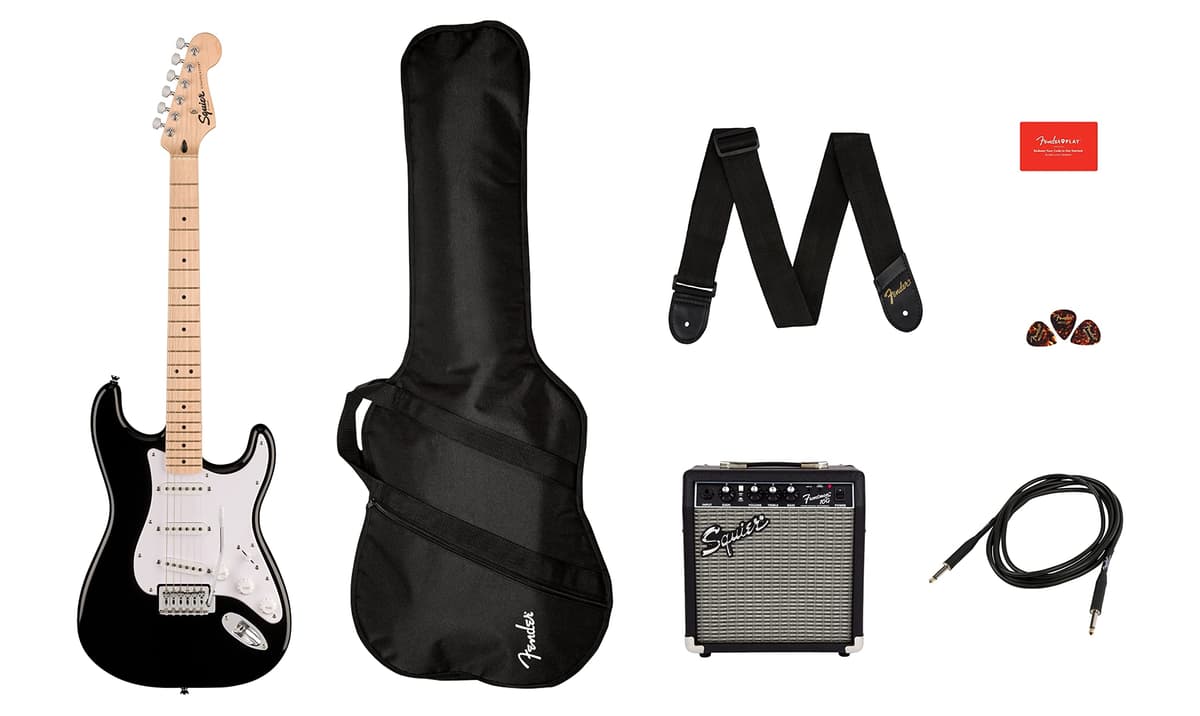 Fender Squier Sonic Stratocaster Pack, eléctrica derecha, negra (371720406) 0371720406