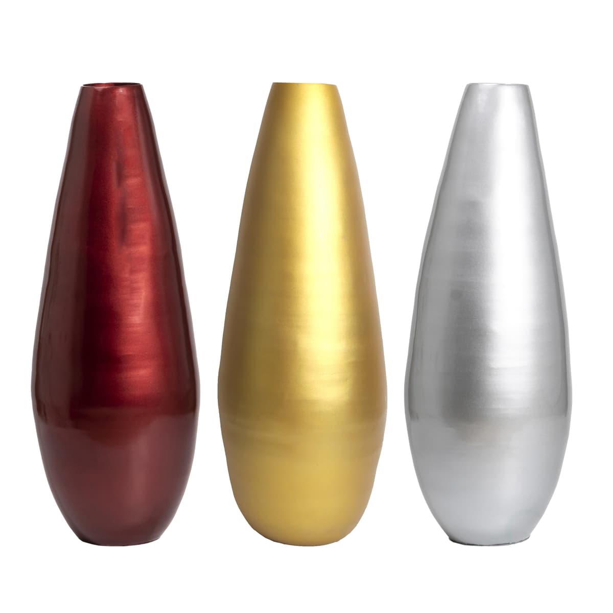 Uniquewise Set de 3 jarrones altos de bambú 31.5" con acabado metálico elegante QI003354.GRS