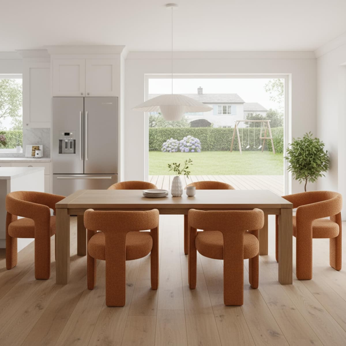 Hyfirm Sherpa Barrel Dining Chairs Set of 6 - Sillas barrel sherpa pre-ensambladas, juego de 6, burnt orange 5101