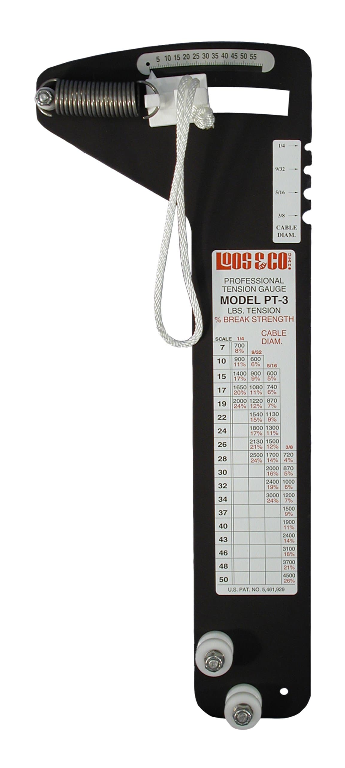 Loos & Co. PT-3 Medidor de Tensión Analógico para Rigging de Vela (para cables 9/32, 5/16, 3/8 pulg.)