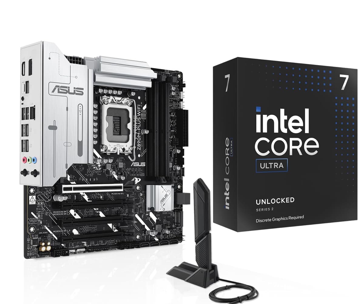 MICRO CENTER Combo CPU Placa Madre - Procesador para Desktop Gaming Ultra 7 265KF con placa madre ASUS Prime Z890M-Plus WiFi 265KFPRMZ890MPLWF