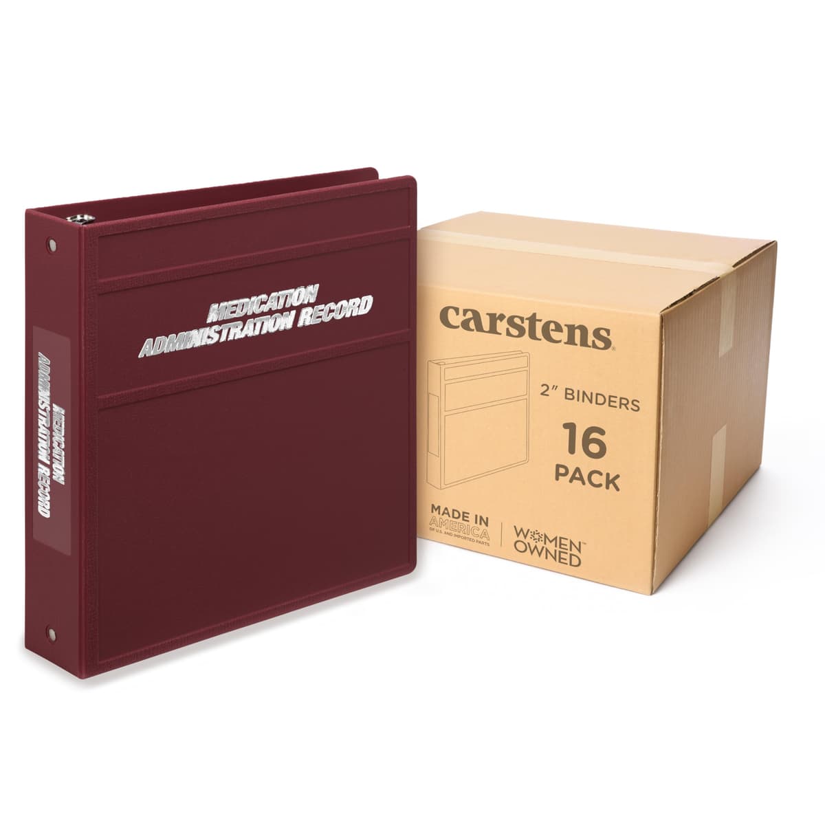 Carstens MAR-3R Archivador lateral 2" para Medication Administration Record, wine, case x16 (sin bolsillos)