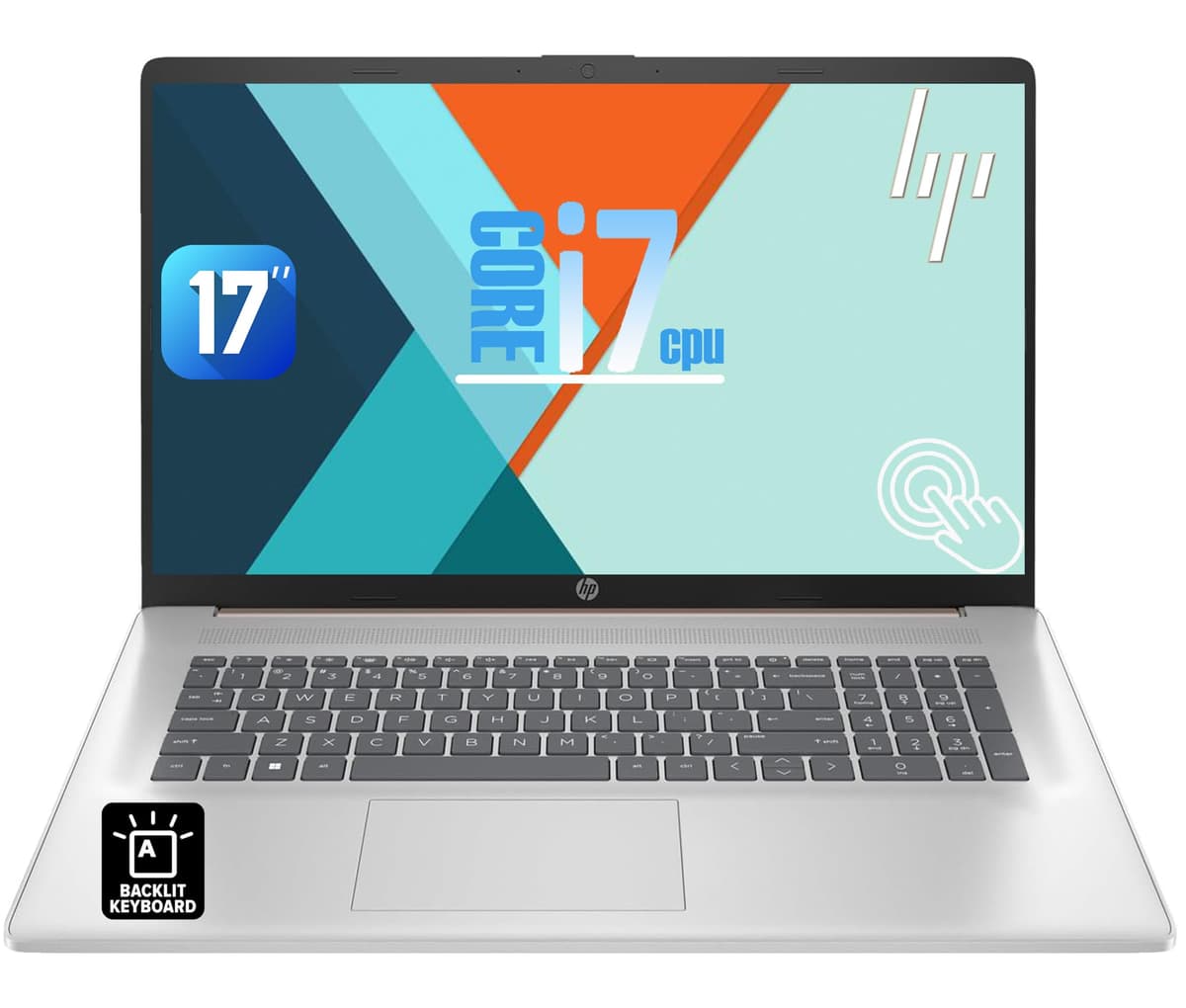 HP laptop táctil de 17 pulgadas con CPU Intel i7-1355U de 10 núcleos ultra rápida (5 GHz), teclado retroiluminado, HDMI, USB-C, Windows 11 Home, dorado rosa, Office 365 para la web de por vida (32 GB RAM | 2 TB SSD)