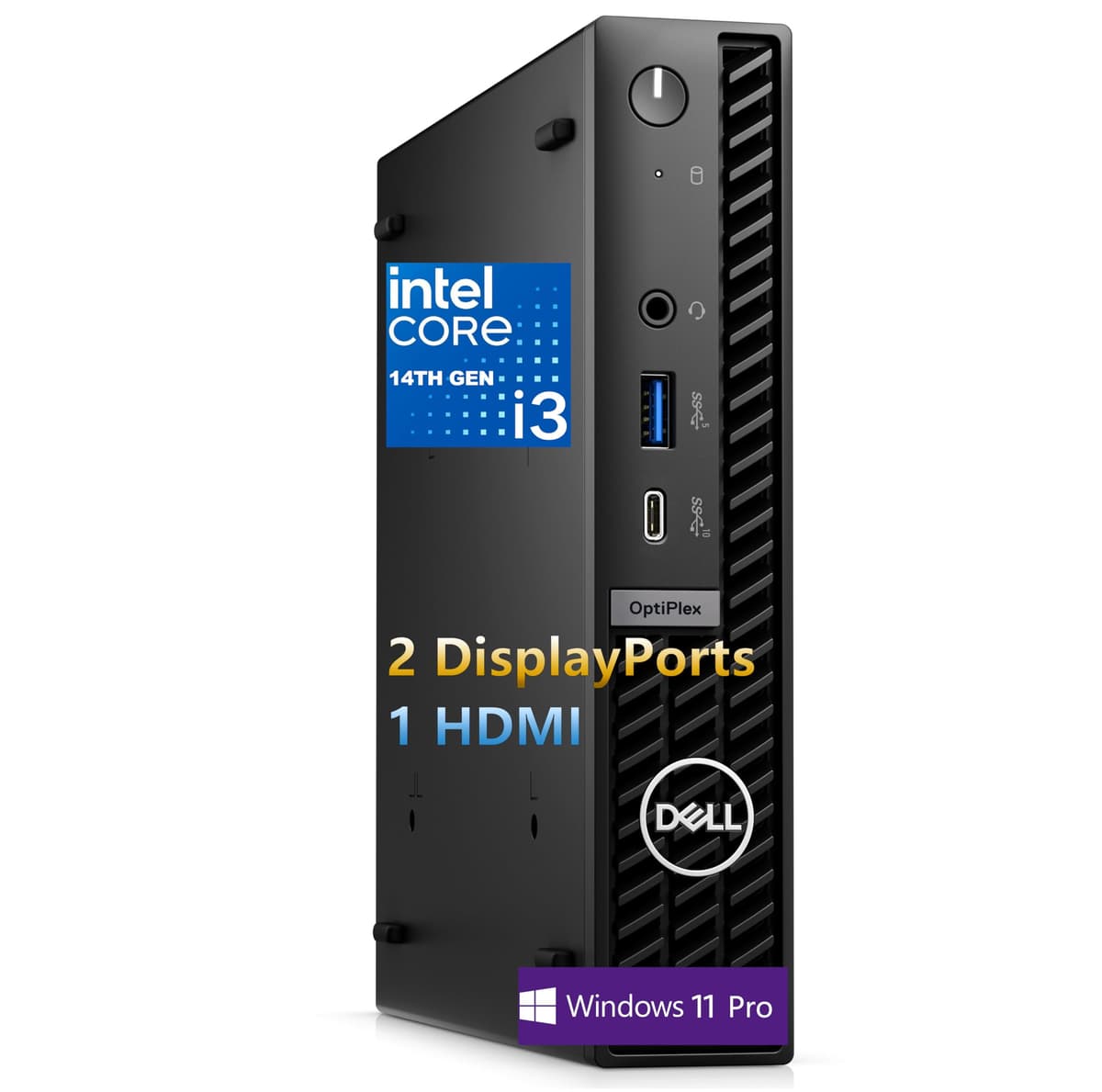 Dell OptiPlex 7000 MFF Mini PC de Escritorio Empresarial, Intel Core i3-14100T de 14.ª generación, 8GB RAM DDR5, 256GB SSD PCIe, WiFi 6E, HDMI, RJ-45, USB-C, DisplayPort, Windows 11 Pro OptiPlex 7000 Series MFF