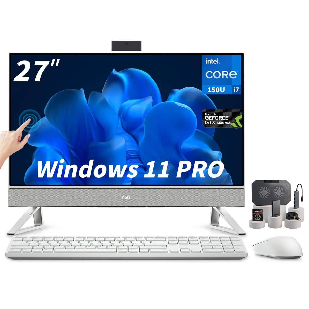 Dell Inspiron 7730 Todo en Uno, pantalla táctil FHD de 27", Intel Core 7-150U (hasta 5.4 GHz), GeForce MX570A, WiFi 6E, teclado y mouse inalámbricos, Windows 11 Pro, accesorios (64 GB RAM, SSD 2TB) Dell Inspiron 7730 All-in-One Desktop