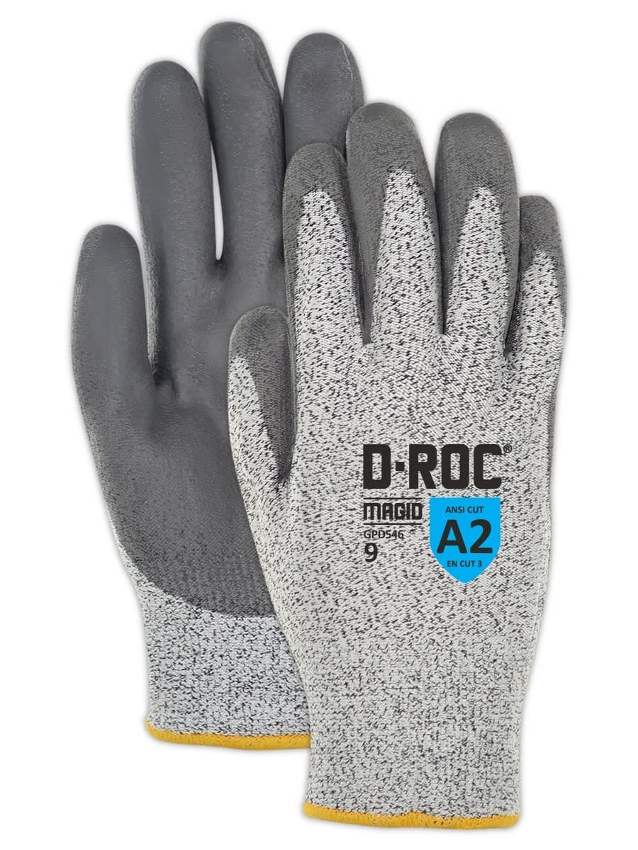 MAGID D-ROC GPD546 Guantes PU palma, ANSI A2, 96 pares, Talla 8/Medium GPD5468-96