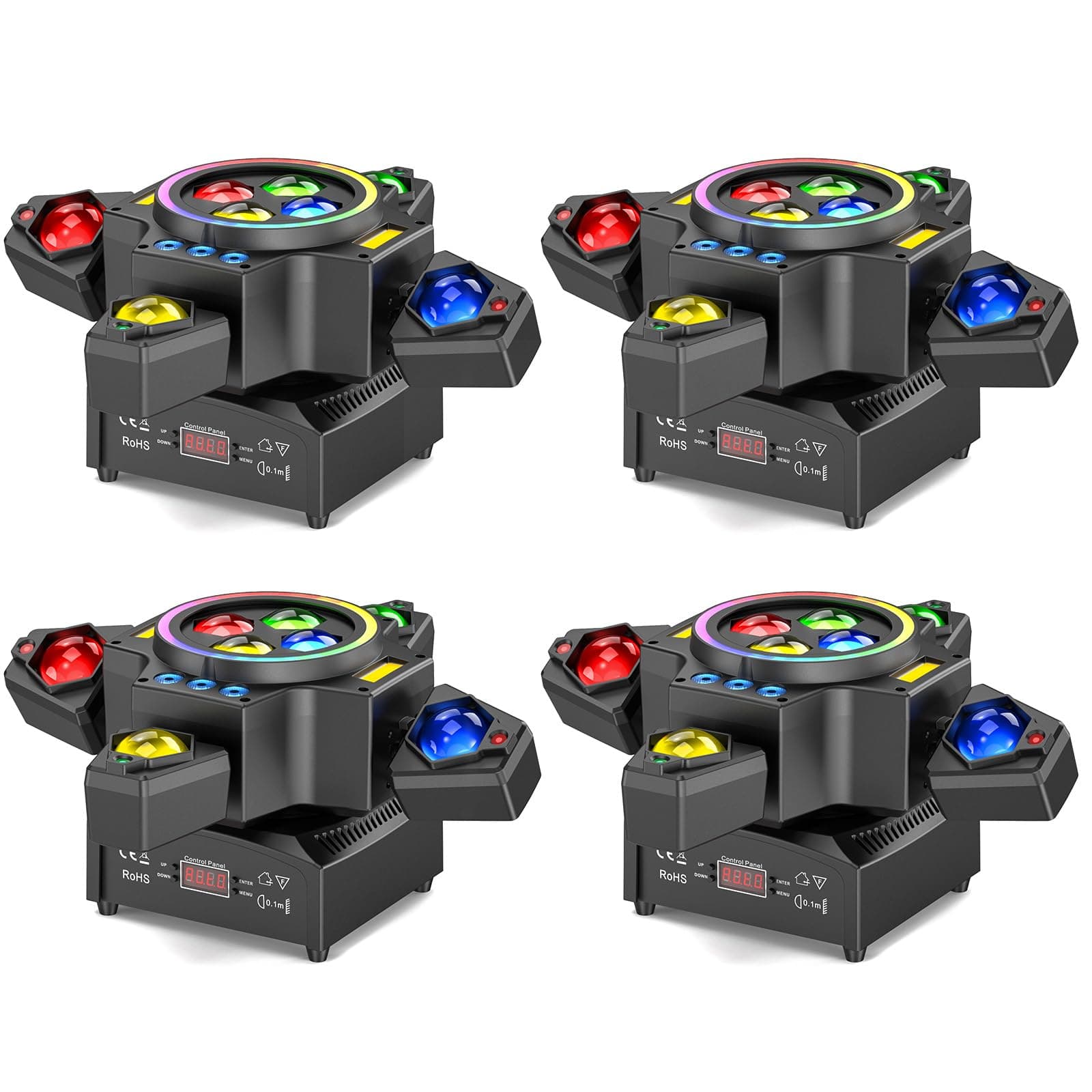 GdjRttk 4PCS 120W Stage Moving Head Light RGBW Beam/Wash con Efectos Estroboscópicos y Halo 02625X4