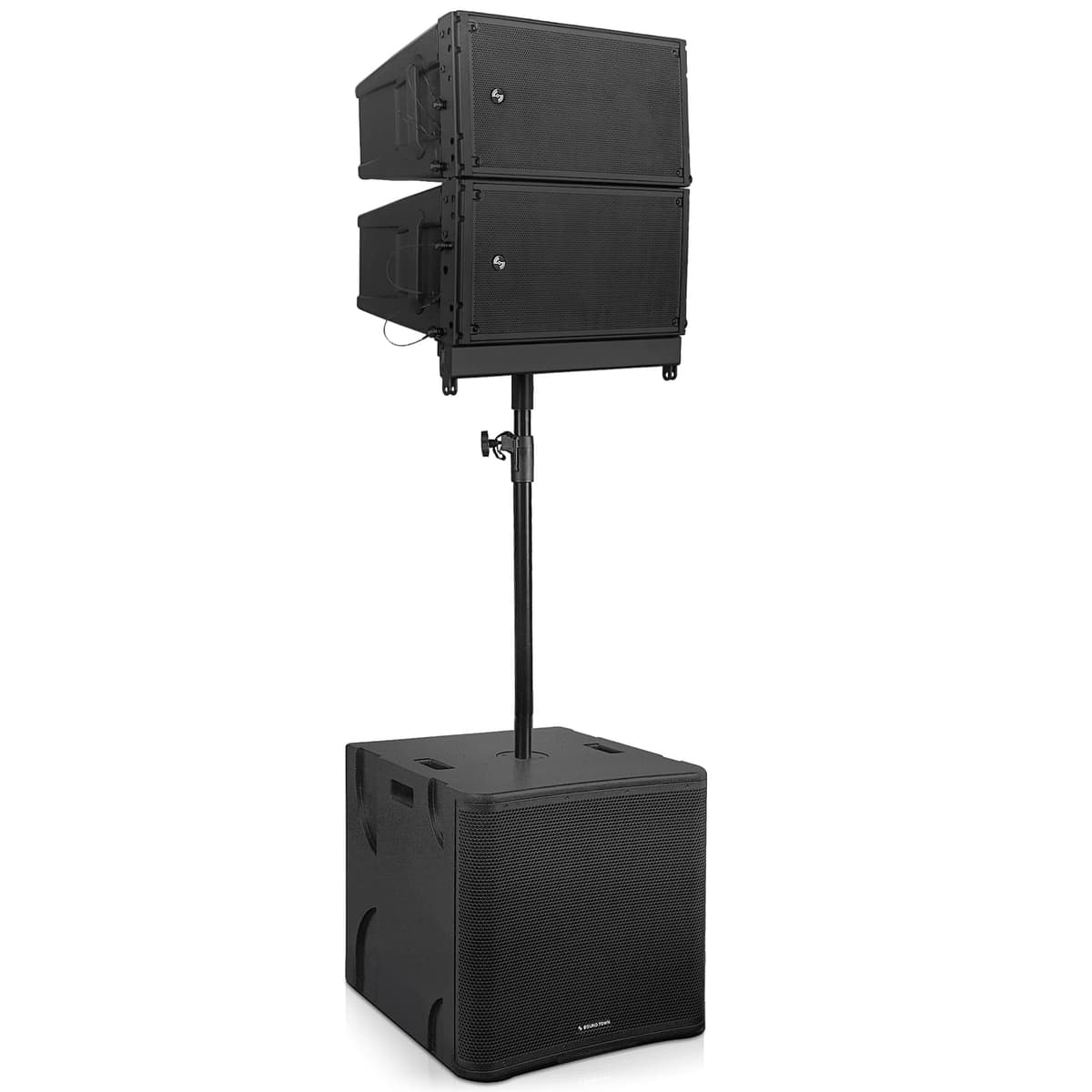 Sound Town ZETHUS Line Array con dos parlantes dobles de 8", subwoofer 18" y marco (ZS-A28X2-18S)