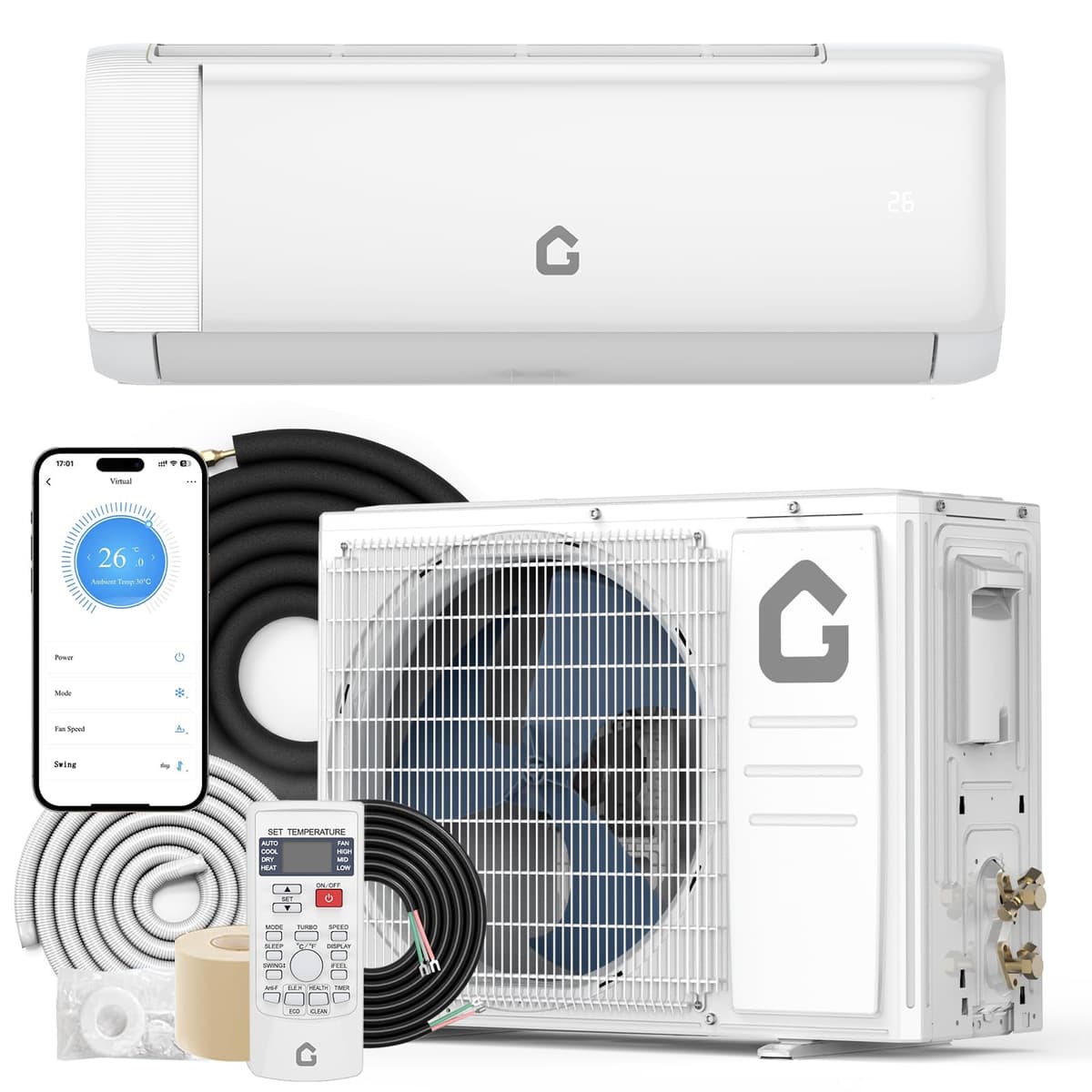 MilleLoom 12000 BTU Mini Split Aire Acondicionado 18.5 SEER2 208-230V Ductless con Kit de Instalación y Control WiFi COjmYD7VixlDriHtbp3p-wbNZ3d