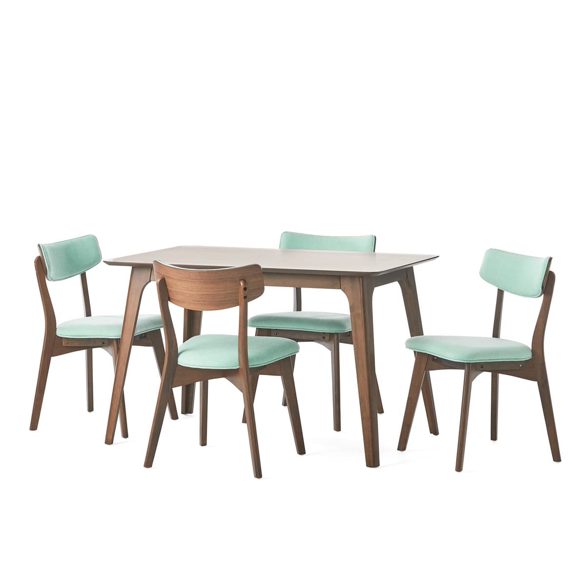 GDFStudio Christopher Knight Home Megann Juego de comedor 5 piezas Natural Walnut / Mint 301334