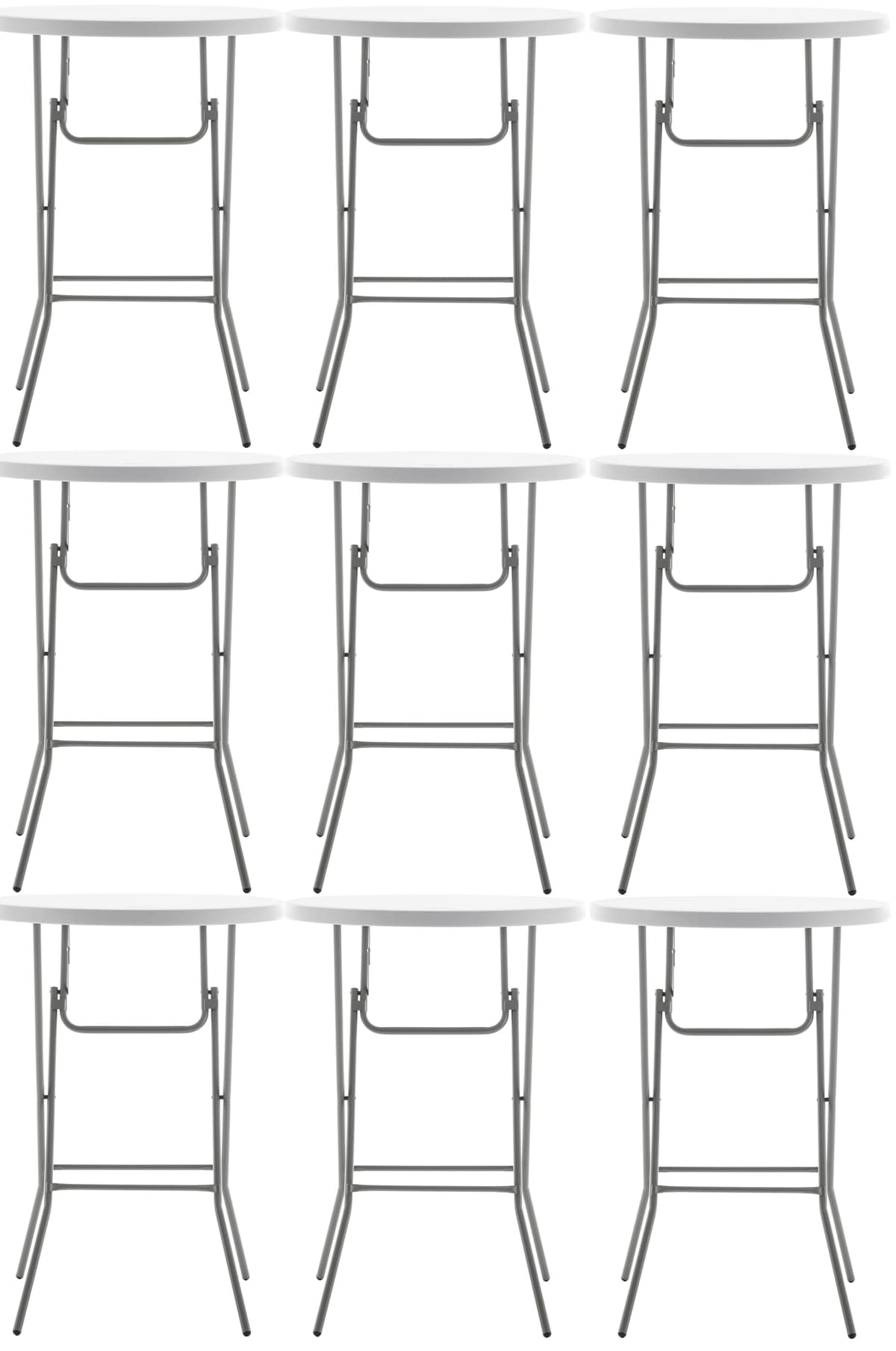 BTEXPERT Mesa Redonda Plegable 32" Bar Altura 43" Blanco Granito Set de 10 AM5234-10