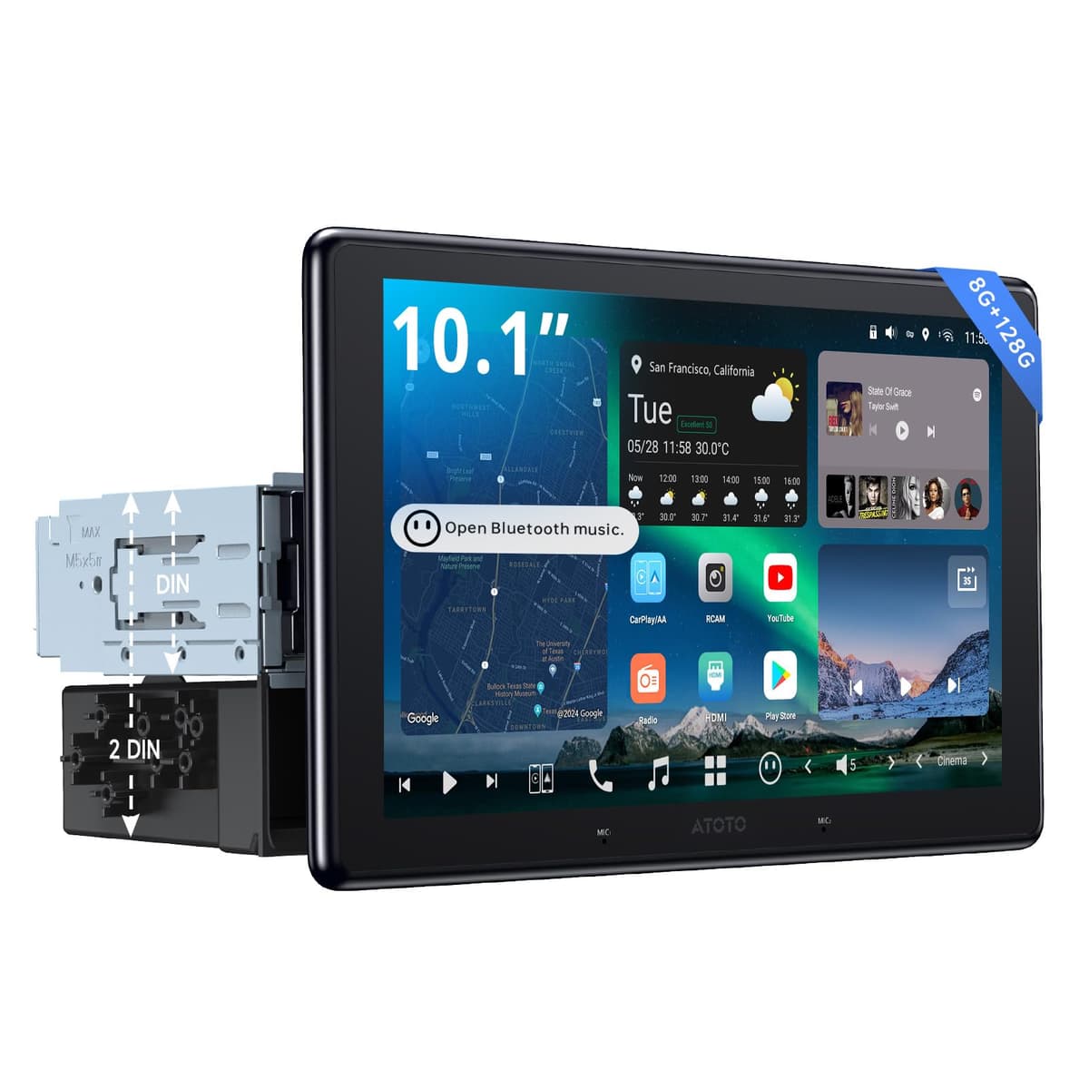 ATOTOZONE X10G110E Estéreo para auto 10" QLED AI Android con 8GB+128GB y pantalla flotante
